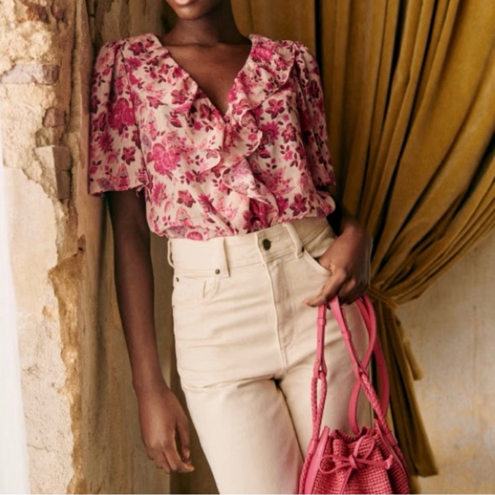 Sézane Jasmine Doha Rose Blouse Size 42 Size 10